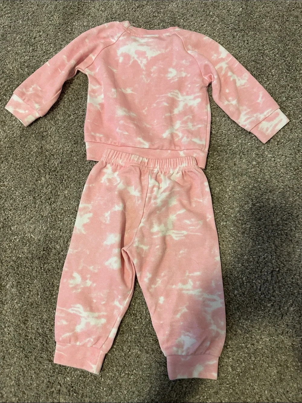 Pink & White Tie-Dye Two-Piece Baby Girls Lounge Set, Size 12-18 months